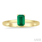 6x4 MM Octagon Shape Emerald Precious Solitaire Ring in 14K Yellow Gold